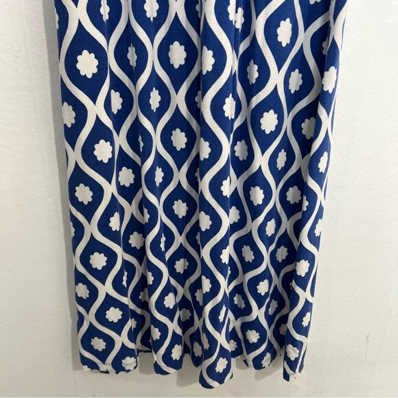 Boden Blue White Geometric Twist Front Jersey Maxi Dress Size 4 - Picture 5 of 16